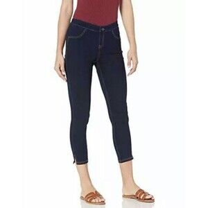 HUE Women's Side Vent Denim Mid-Rise Capri blue jeggings Pants size M NWT
